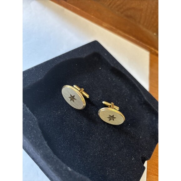 Vintage Swank Gold Tone Cufflinks Star Starburst - Picture 1 of 4